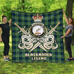 ScotsTee Shop Scottish Blackadder Clan Crest Tartan Quilt The Golden Sword of Courageous Legacy Quilt