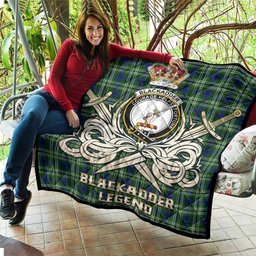 ScotsTee Shop Scottish Blackadder Clan Crest Tartan Quilt The Golden Sword of Courageous Legacy Quilt