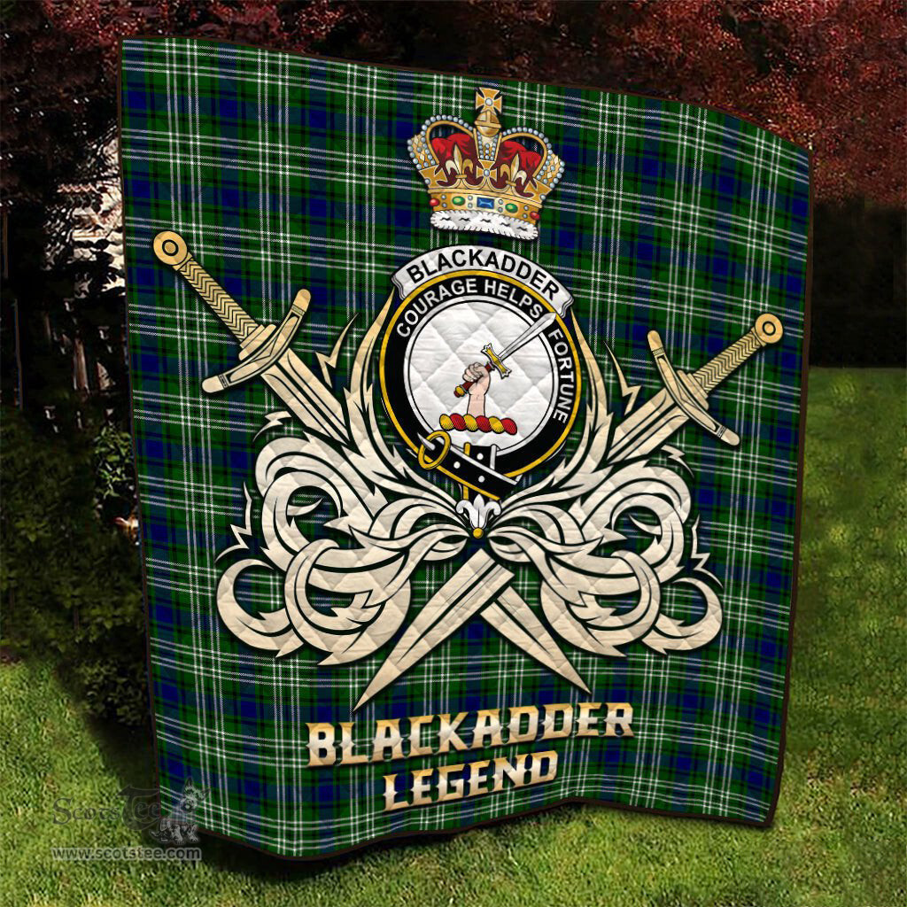 ScotsTee Shop Scottish Blackadder Clan Crest Tartan Quilt The Golden Sword of Courageous Legacy Quilt