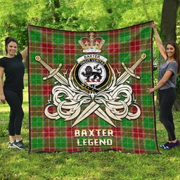 ScotsTee Shop Scottish Baxter Modern Clan Crest Tartan Quilt The Golden Sword of Courageous Legacy Quilt