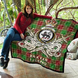 ScotsTee Shop Scottish Baxter Modern Clan Crest Tartan Quilt The Golden Sword of Courageous Legacy Quilt