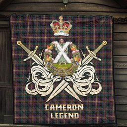 ScotsTee Shop Scottish Cameron Highlanders of Ottawa Clan Crest Tartan Quilt The Golden Sword of Courageous Legacy Quilt