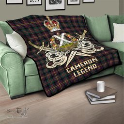 ScotsTee Shop Scottish Cameron Highlanders of Ottawa Clan Crest Tartan Quilt The Golden Sword of Courageous Legacy Quilt