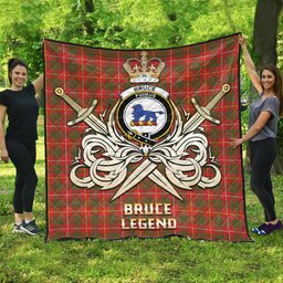 ScotsTee Shop Scottish Bruce Modern Clan Crest Tartan Quilt The Golden Sword of Courageous Legacy Quilt