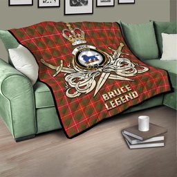 ScotsTee Shop Scottish Bruce Modern Clan Crest Tartan Quilt The Golden Sword of Courageous Legacy Quilt