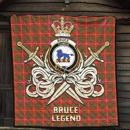 ScotsTee Shop Scottish Bruce Modern Clan Crest Tartan Quilt The Golden Sword of Courageous Legacy Quilt