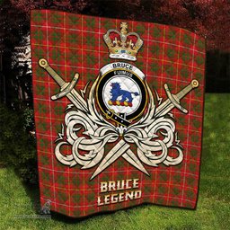ScotsTee Shop Scottish Bruce Modern Clan Crest Tartan Quilt The Golden Sword of Courageous Legacy Quilt