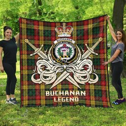 ScotsTee Shop Scottish Buchanan Clan Crest Tartan Quilt The Golden Sword of Courageous Legacy Quilt