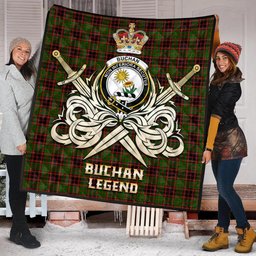 ScotsTee Shop Scottish Buchan Modern Clan Crest Tartan Quilt The Golden Sword of Courageous Legacy Quilt
