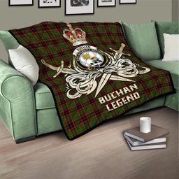 ScotsTee Shop Scottish Buchan Modern Clan Crest Tartan Quilt The Golden Sword of Courageous Legacy Quilt