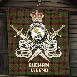 ScotsTee Shop Scottish Buchan Modern Clan Crest Tartan Quilt The Golden Sword of Courageous Legacy Quilt