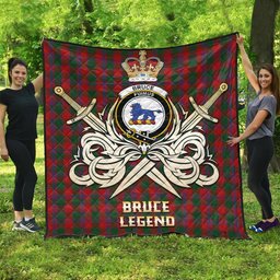ScotsTee Shop Scottish Bruce Old Clan Crest Tartan Quilt The Golden Sword of Courageous Legacy Quilt