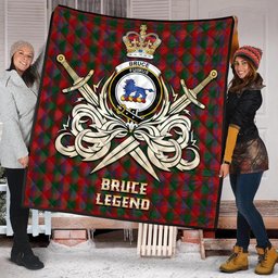 ScotsTee Shop Scottish Bruce Old Clan Crest Tartan Quilt The Golden Sword of Courageous Legacy Quilt