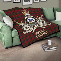 ScotsTee Shop Scottish Bruce Old Clan Crest Tartan Quilt The Golden Sword of Courageous Legacy Quilt