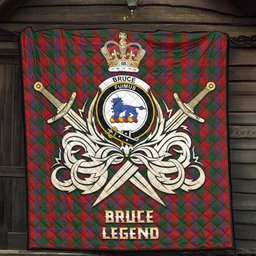 ScotsTee Shop Scottish Bruce Old Clan Crest Tartan Quilt The Golden Sword of Courageous Legacy Quilt
