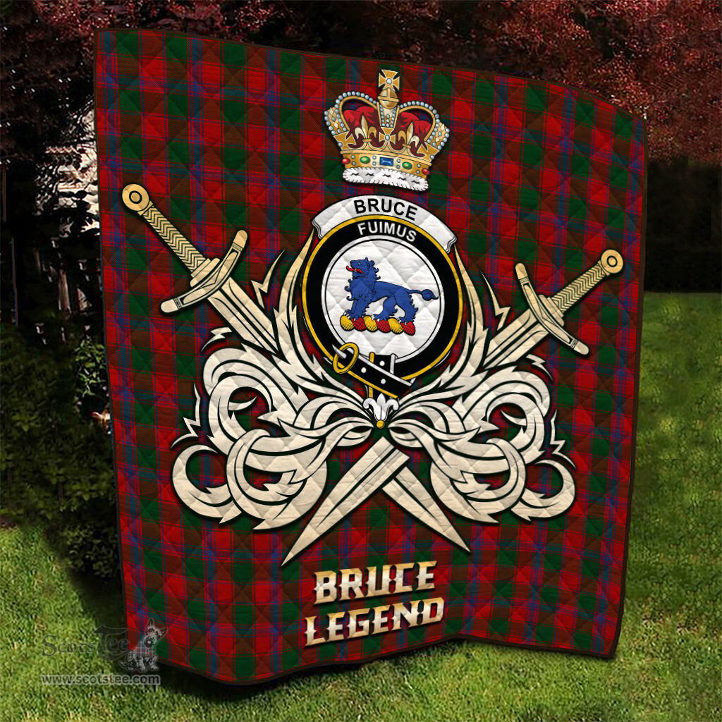 ScotsTee Shop Scottish Bruce Old Clan Crest Tartan Quilt The Golden Sword of Courageous Legacy Quilt