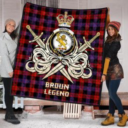 ScotsTee Shop Scottish Broun Modern Clan Crest Tartan Quilt The Golden Sword of Courageous Legacy Quilt