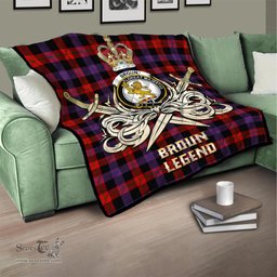 ScotsTee Shop Scottish Broun Modern Clan Crest Tartan Quilt The Golden Sword of Courageous Legacy Quilt