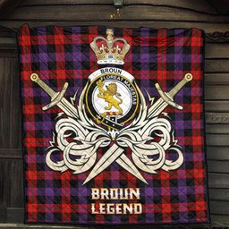 ScotsTee Shop Scottish Broun Modern Clan Crest Tartan Quilt The Golden Sword of Courageous Legacy Quilt