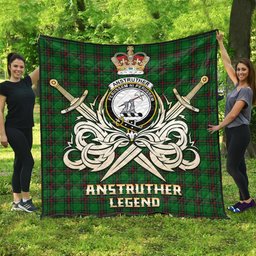 ScotsTee Shop Scottish Anstruther Clan Crest Tartan Quilt The Golden Sword of Courageous Legacy Quilt