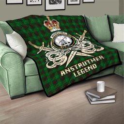 ScotsTee Shop Scottish Anstruther Clan Crest Tartan Quilt The Golden Sword of Courageous Legacy Quilt