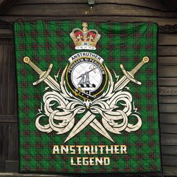 ScotsTee Shop Scottish Anstruther Clan Crest Tartan Quilt The Golden Sword of Courageous Legacy Quilt
