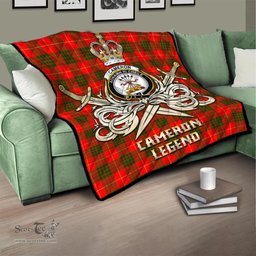 ScotsTee Shop Scottish Cameron Modern Clan Crest Tartan Quilt The Golden Sword of Courageous Legacy Quilt
