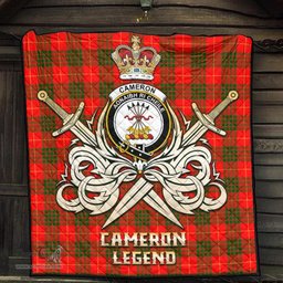 ScotsTee Shop Scottish Cameron Modern Clan Crest Tartan Quilt The Golden Sword of Courageous Legacy Quilt
