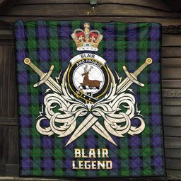 ScotsTee Shop Scottish Blair Clan Crest Tartan Quilt The Golden Sword of Courageous Legacy Quilt