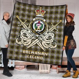ScotsTee Shop Scottish Buchanan Dress Clan Crest Tartan Quilt The Golden Sword of Courageous Legacy Quilt