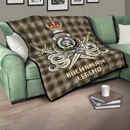 ScotsTee Shop Scottish Buchanan Dress Clan Crest Tartan Quilt The Golden Sword of Courageous Legacy Quilt