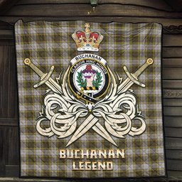 ScotsTee Shop Scottish Buchanan Dress Clan Crest Tartan Quilt The Golden Sword of Courageous Legacy Quilt