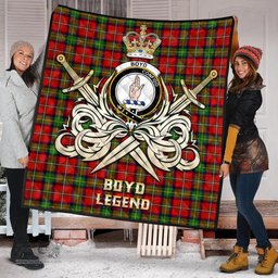 ScotsTee Shop Scottish Boyd Modern Clan Crest Tartan Quilt The Golden Sword of Courageous Legacy Quilt