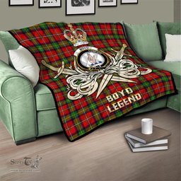 ScotsTee Shop Scottish Boyd Modern Clan Crest Tartan Quilt The Golden Sword of Courageous Legacy Quilt