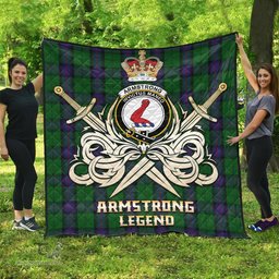ScotsTee Shop Scottish Armstrong Clan Crest Tartan Quilt The Golden Sword of Courageous Legacy Quilt