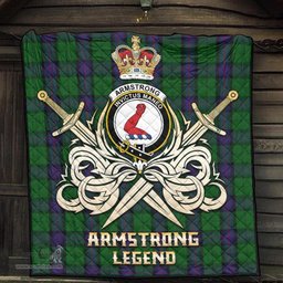 ScotsTee Shop Scottish Armstrong Clan Crest Tartan Quilt The Golden Sword of Courageous Legacy Quilt