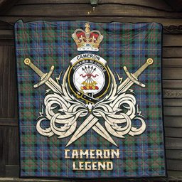 ScotsTee Shop Scottish Cameron of Erracht Ancient Clan Crest Tartan Quilt The Golden Sword of Courageous Legacy Quilt