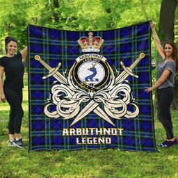 ScotsTee Shop Scottish Arbuthnot Modern Clan Crest Tartan Quilt The Golden Sword of Courageous Legacy Quilt