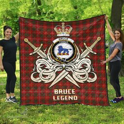 ScotsTee Shop Scottish Bruce Clan Crest Tartan Quilt The Golden Sword of Courageous Legacy Quilt