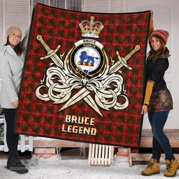 ScotsTee Shop Scottish Bruce Clan Crest Tartan Quilt The Golden Sword of Courageous Legacy Quilt
