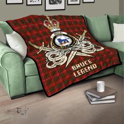 ScotsTee Shop Scottish Bruce Clan Crest Tartan Quilt The Golden Sword of Courageous Legacy Quilt