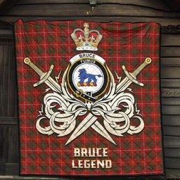 ScotsTee Shop Scottish Bruce Clan Crest Tartan Quilt The Golden Sword of Courageous Legacy Quilt