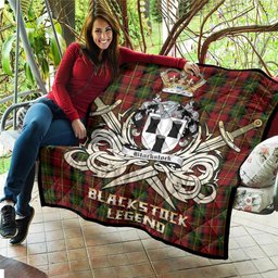ScotsTee Shop Scottish Blackstock Red Dress Clan Crest Tartan Quilt The Golden Sword of Courageous Legacy Quilt