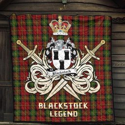 ScotsTee Shop Scottish Blackstock Red Dress Clan Crest Tartan Quilt The Golden Sword of Courageous Legacy Quilt