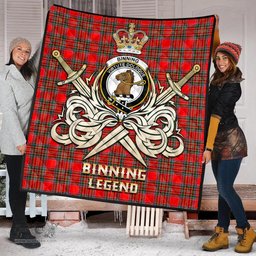 ScotsTee Shop Scottish Binning Clan Crest Tartan Quilt The Golden Sword of Courageous Legacy Quilt