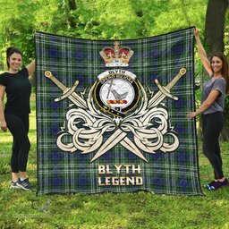 ScotsTee Shop Scottish Blyth Clan Crest Tartan Quilt The Golden Sword of Courageous Legacy Quilt