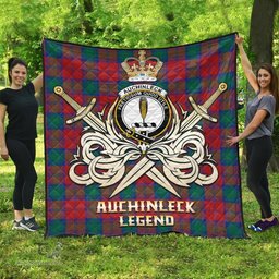 ScotsTee Shop Scottish Auchinleck Clan Crest Tartan Quilt The Golden Sword of Courageous Legacy Quilt