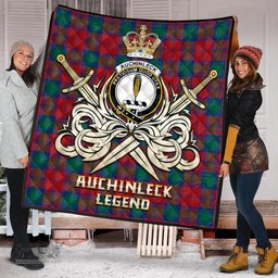 ScotsTee Shop Scottish Auchinleck Clan Crest Tartan Quilt The Golden Sword of Courageous Legacy Quilt