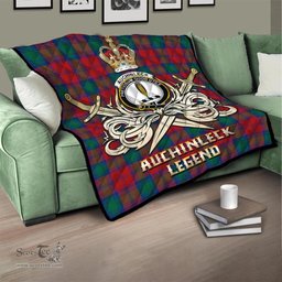 ScotsTee Shop Scottish Auchinleck Clan Crest Tartan Quilt The Golden Sword of Courageous Legacy Quilt