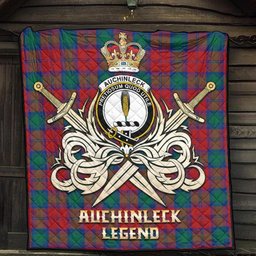 ScotsTee Shop Scottish Auchinleck Clan Crest Tartan Quilt The Golden Sword of Courageous Legacy Quilt